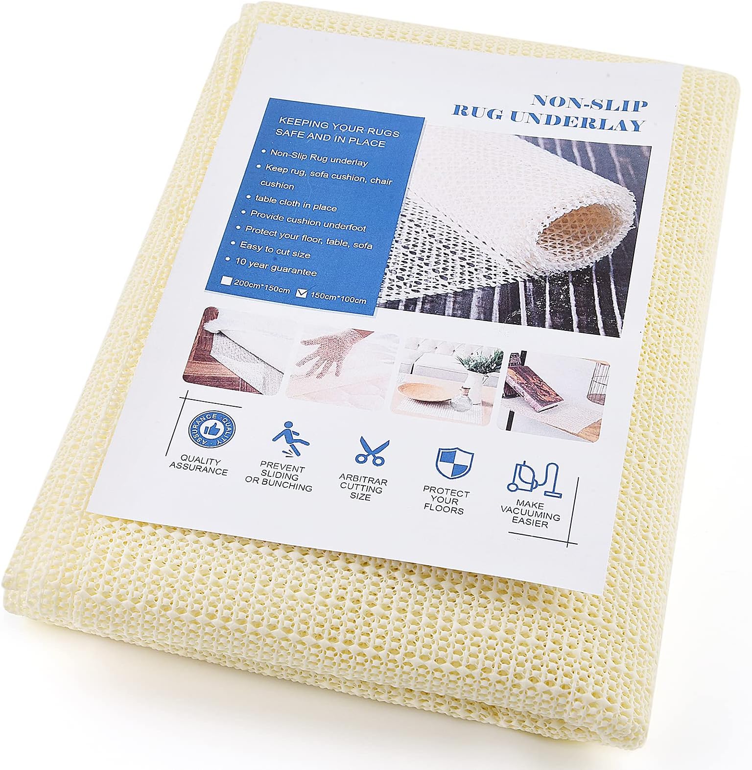 Anti Slip Rug Underlay 150x200 cm Multipurpose Rug Gripper Pad Non Slip Matting Underlay Carpet Gripper for Drawers Shelves Tray Carpet, Used on Hard Smooth Floors
