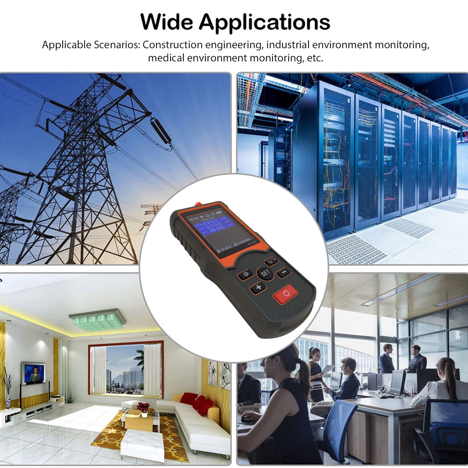 Nuklearer Strahlungsdetektor JD 3001 Geigerzähler-Monitor, Tragbarer Elektromagnetischer Strahlungstester, Echtzeitüberwachung, Digitales Erkennungsmessgerät, Tragbares Dosimeter, Elektromagnetischer