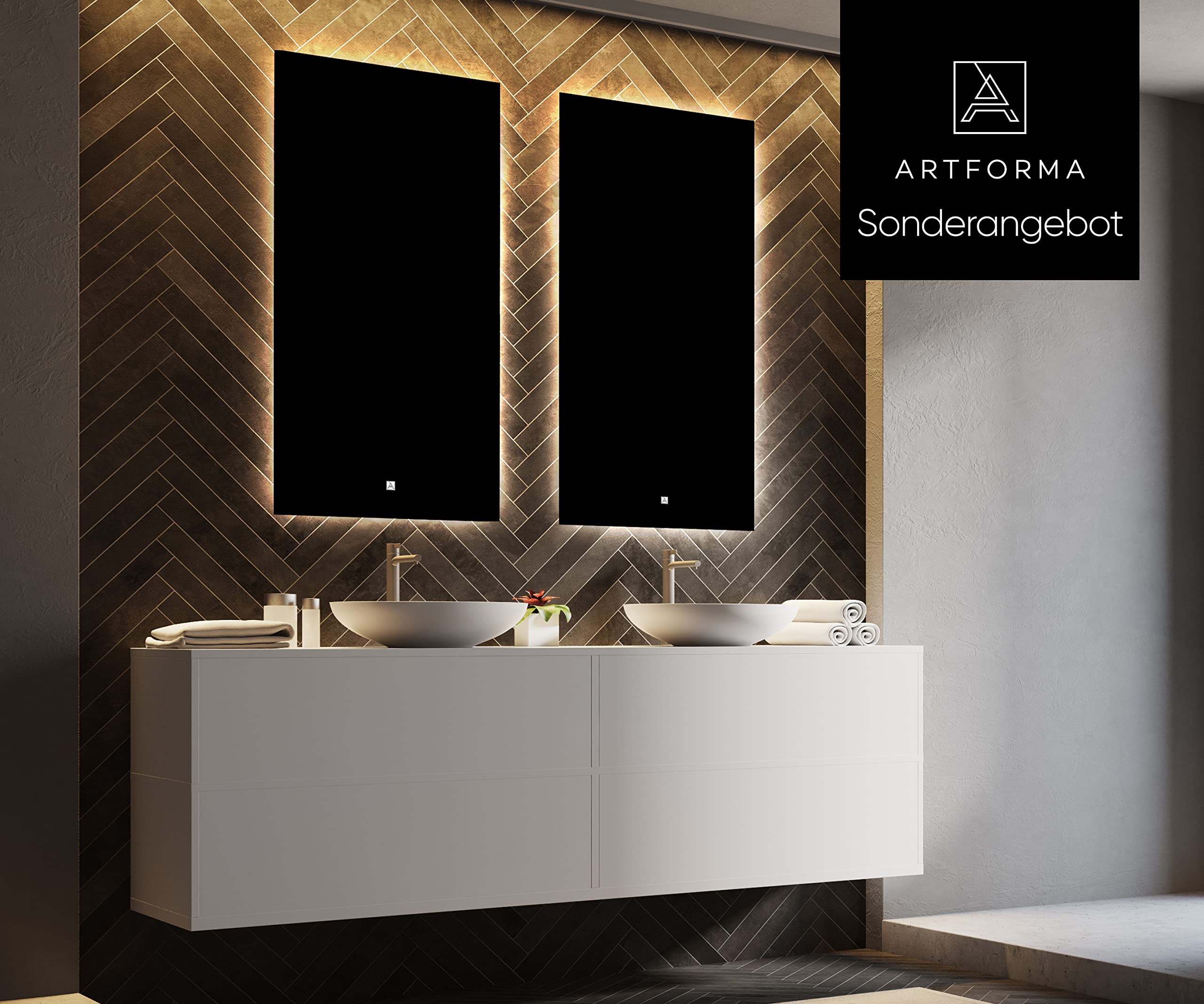Artforma Badspiegel mit Beleuchtung - Led Spiegel Bad - 130x70 - Badezimmerspiegel Nach Maß - auf Individuelle Bestellung Gefertigt - Modernes Design - Ohne Rahmen
