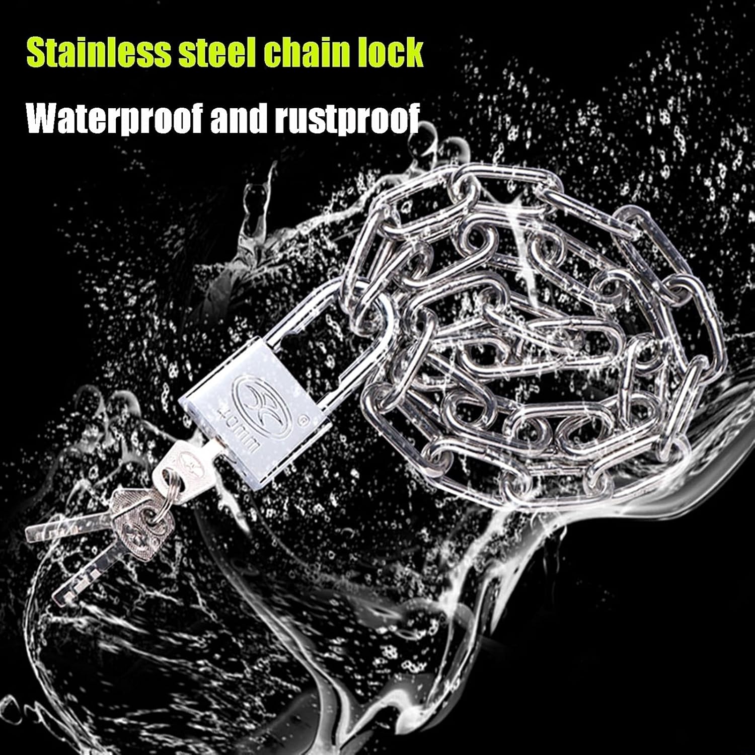 Keyed Padlocks Bicycle Chain Lock, Waterproof and Rust-Proof Security Anti-Theft Lock, Diameter 5mm (Color : 0.5m)