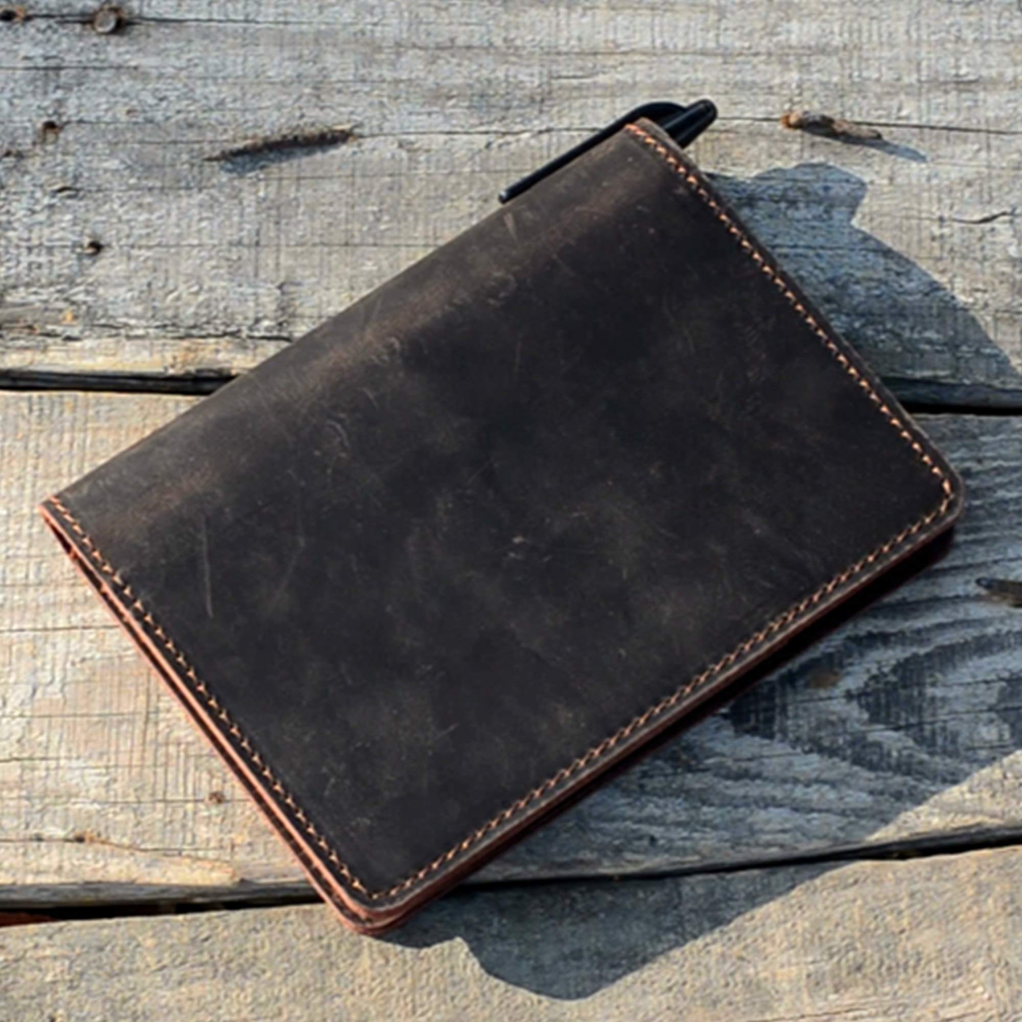 JJNUSA Compatible avec Rocketbook Mini couverture Smart Business faite à la main en cuir véritable vieilli pour carnet Moleskine avec porte-cartes Mini 8,9 x 14 cm Marron foncé