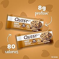 Vista 4 de Quest Nutrition Mini barras de proteína de masa de galletas con chispas de chocolate, 0.28 oz de proteína, 0.04 oz de azúcar, 0.07 oz