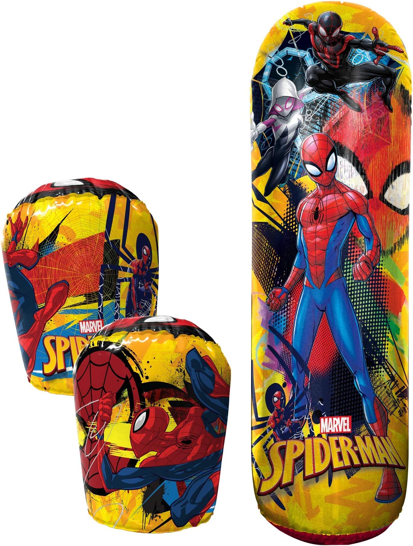 Spiderman Bop Bag Inflatable Punching Bag and Gloves Set, 36 Inch