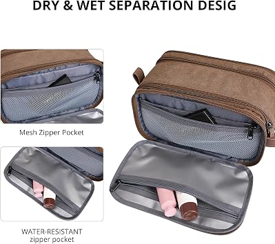 WITZMAN Canvas Toiletry Bag for Men Travel Toiletries Large 7L Dopp Kit