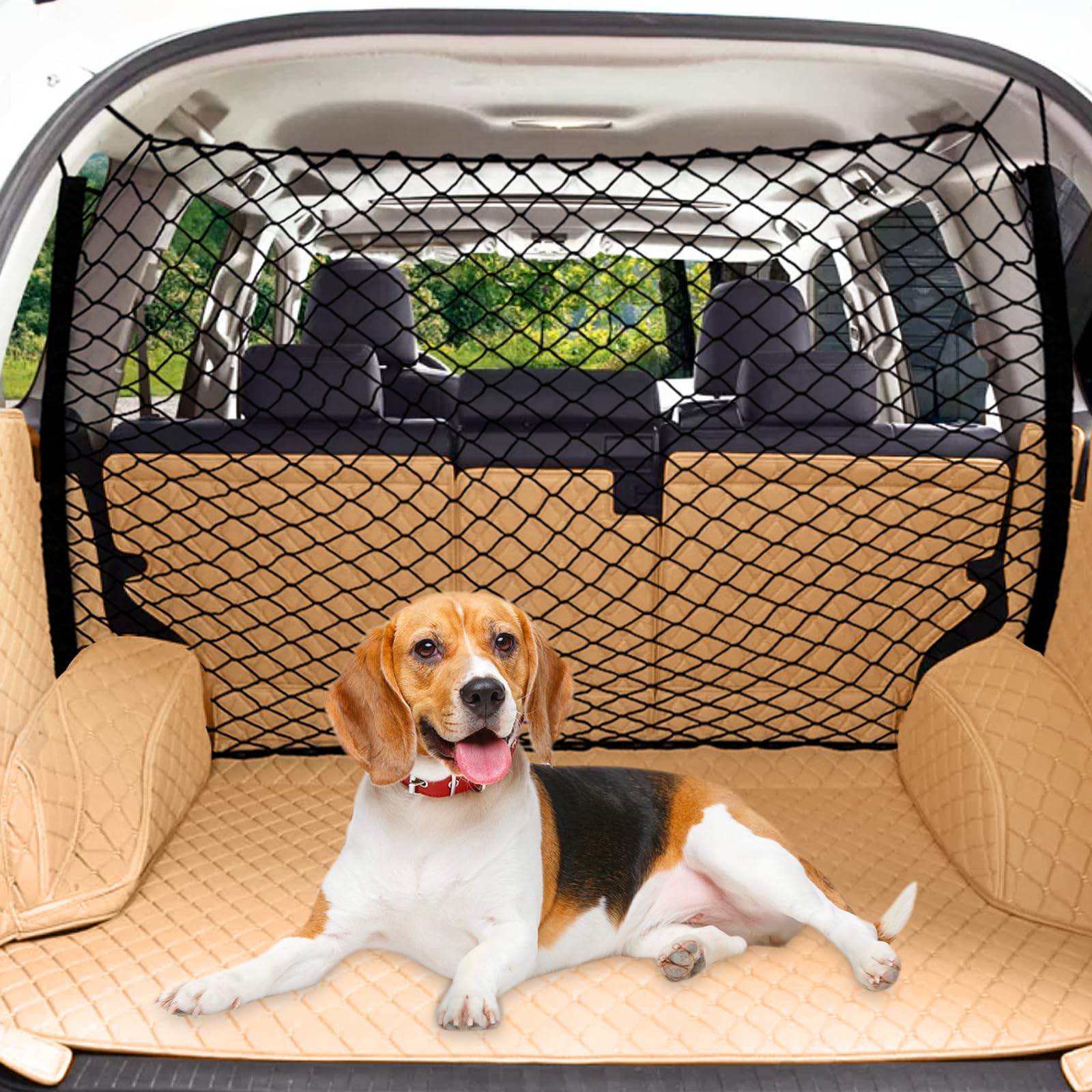 STARROAD-TIM 120X70CM Rete per Cani Auto Rete Divisoria Auto per Cani Domestici Barriera per Sedile Posteriore in Rete Divisoria per Auto con Corda e Gancio di Regolazione Adatto per Pick-up SUV