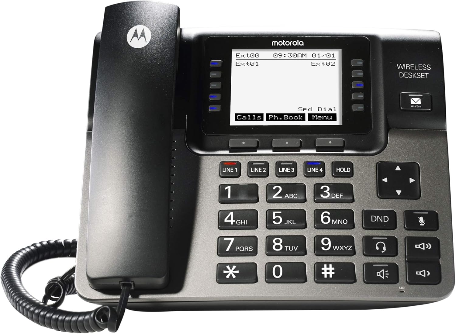 🔥 Cashback up to 70% Motorola ML1002D DECT 6.0 Expandable 4-line Business Phone System with Voicemail, Digital Receptionist and Music on Hold, Black, Base Station + 2 Wireless Desk Sets Super Deal Product Motorola ML1002D DECT 6.0 Expandable 4-line Business Phone System with Voicemail, Digital Receptionist and Music on Hold, Black, Base Station + 2 Wireless Desk Sets