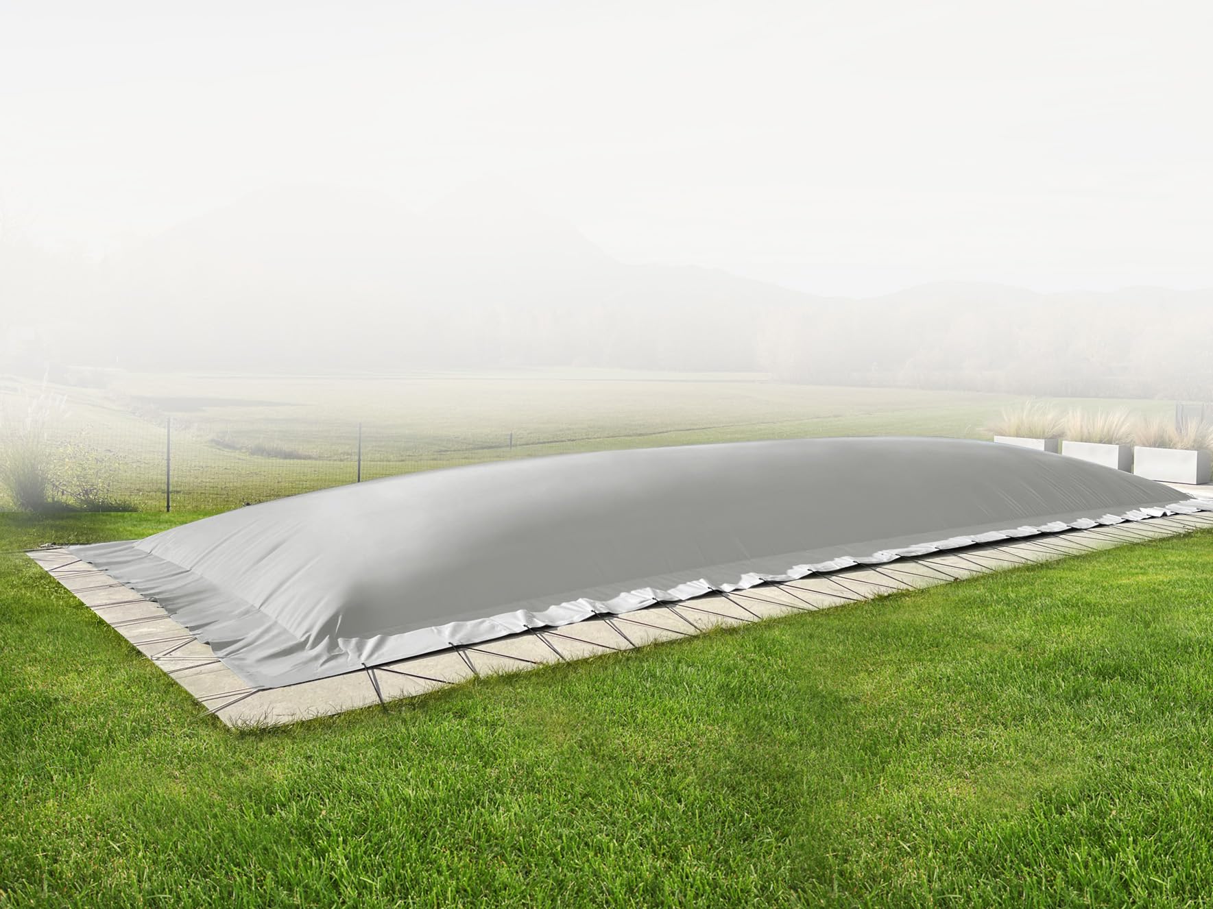 ANKO PLANEN Telo piscina gonfiabile rettangolare – copertura invernale per la piscina – di alta qualità e robusto AirDeluxe (10m x 5m, Grigio)