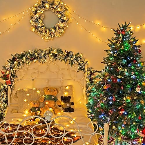 Miniatura 8 de JMEXSUSS - 200 luces LED de Navidad para exteriores, impermeables, luces de cadena de luces que cambian de color, enchufables, 66 pies, luces