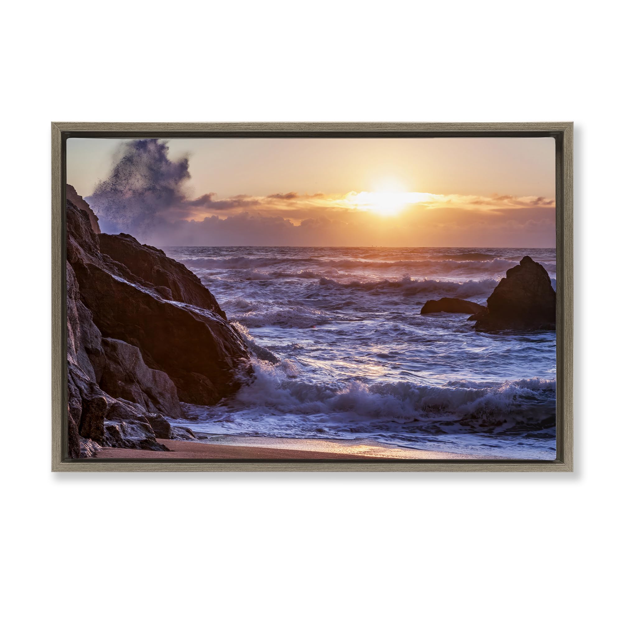 Stupell Industries Siren Song Rocky Shore 'Siren Song Rocky Shore', Floating Frame Canvas Art, Brown, 31 X 21 Inches, Easy To Hang And Sturdy, Made In Usa, By Shelley Carlisle
