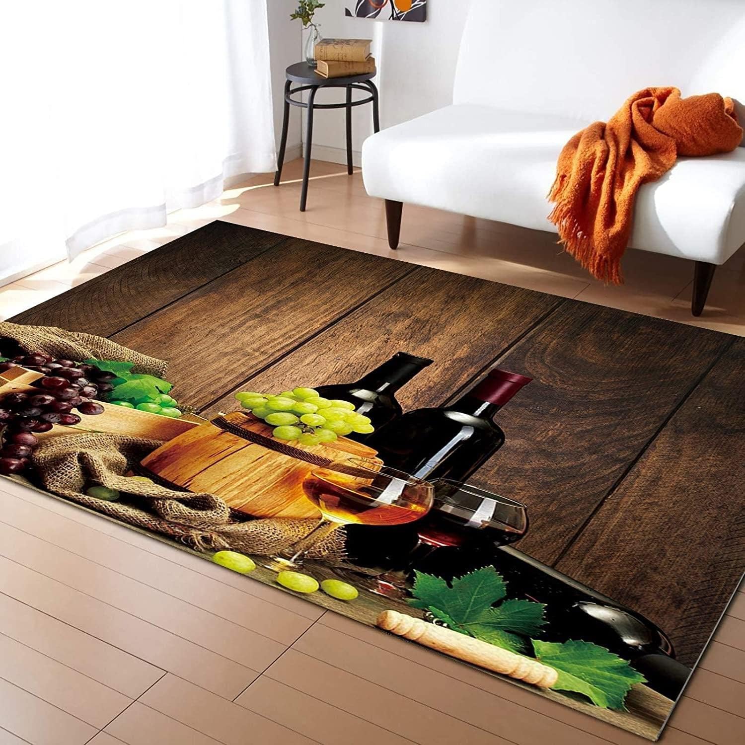 Amazon.com: Wine area rug,3x5ft,wood panel background wine bottle and ...