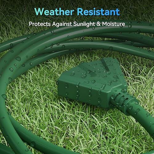 Miniatura 7 de K KASONIC - Cable de extensión de 10 pies con 3 tomas, listado UL 163 SJTW 3 cables a tierra, 13A 125V 1625W para uso en interiores y exteriores -