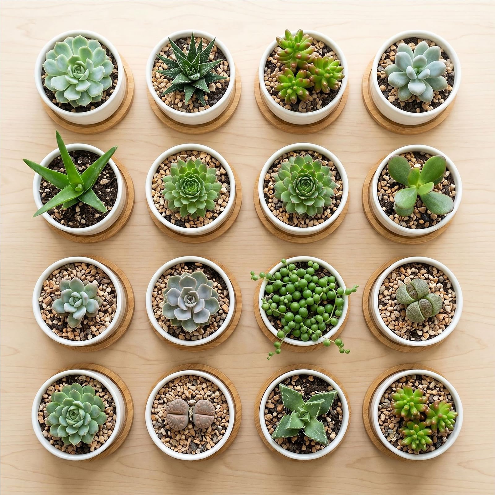 Tosnail Lot de 12 Petits Pots de 6,3 cm avec 12 Plateaux en Bambou