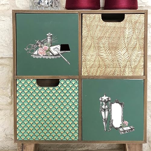 Vista 21 de GLOBLELAND 3 hojas de transferencia de flores vintage para muebles, 6 x 12 pulgadas, libro y hongos frotados en transferencia, autoadhesivos, arte