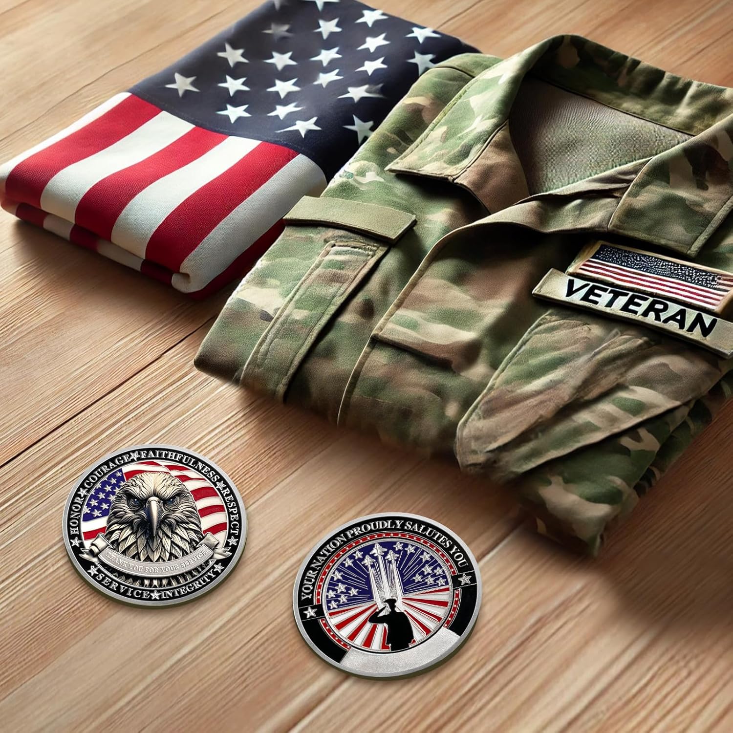 50 PCS AtSKnSK Challenge Coin Thank You for Your Service Coins for Veterans Appreciation Veteran's Day Gifts Bulk (Veteran Salute, Piece, 50)