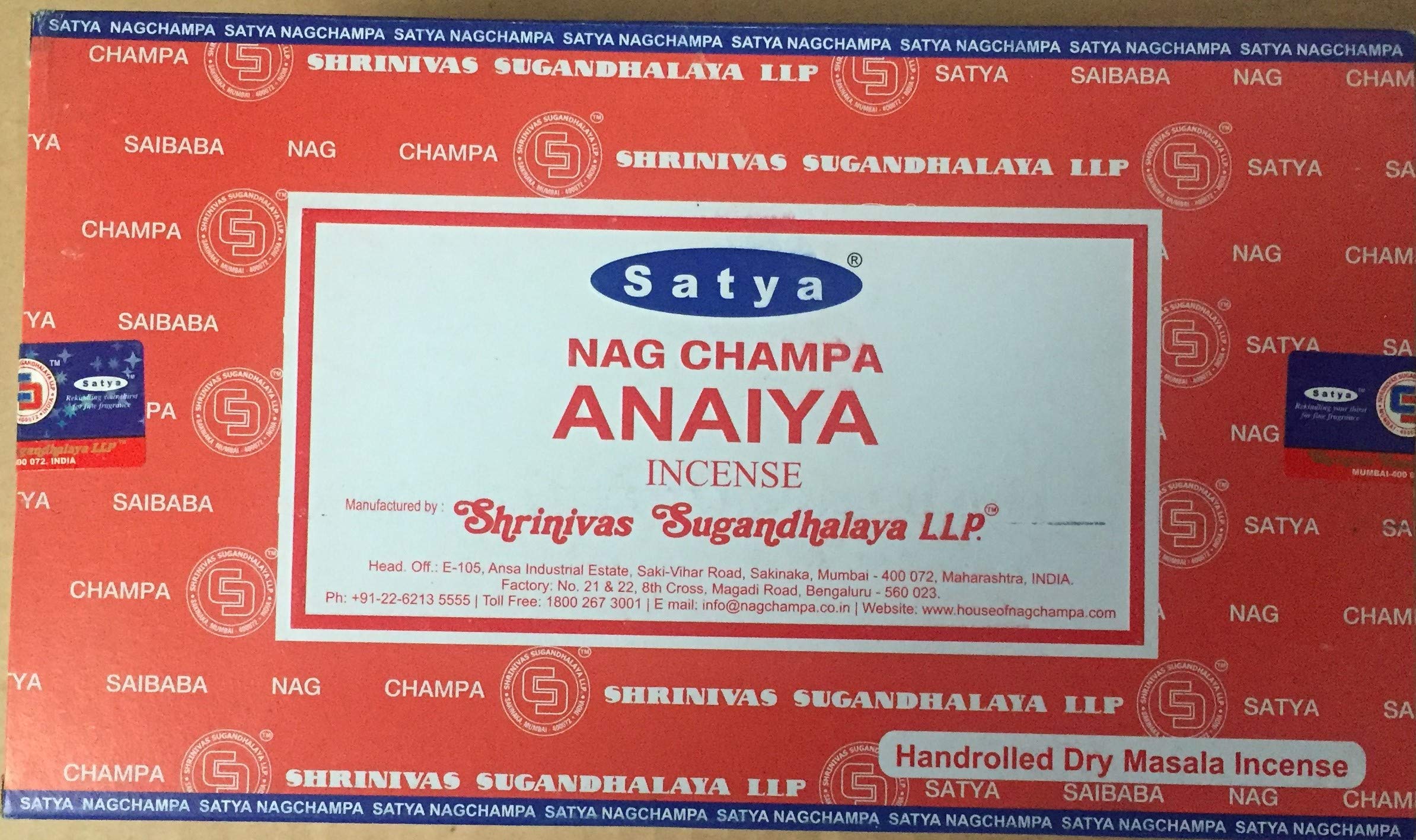 Satya Nag Champa Incense Sticks - Box 12 Packs (Anaiya)
