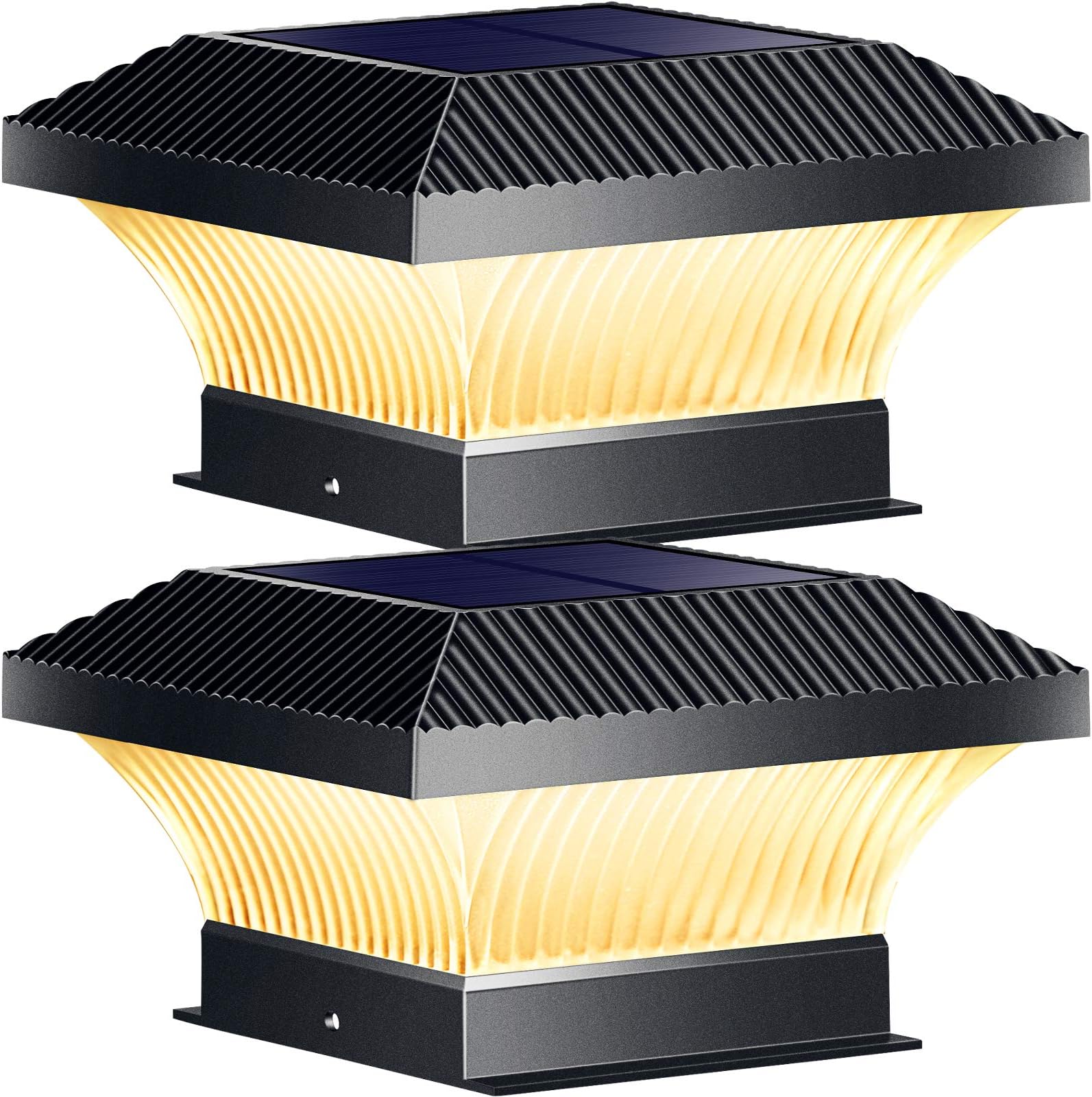 URPOWER 30 LM Solar Post Lights, 28 LED 3-Mode Solar Powered Fence Post Lights for 4x4 Wooden Post Cap, Waterproof Solar Lights Outdoor Decorative for Garden, Deck, Patio (Warm/White/Natural, 2 Pack)