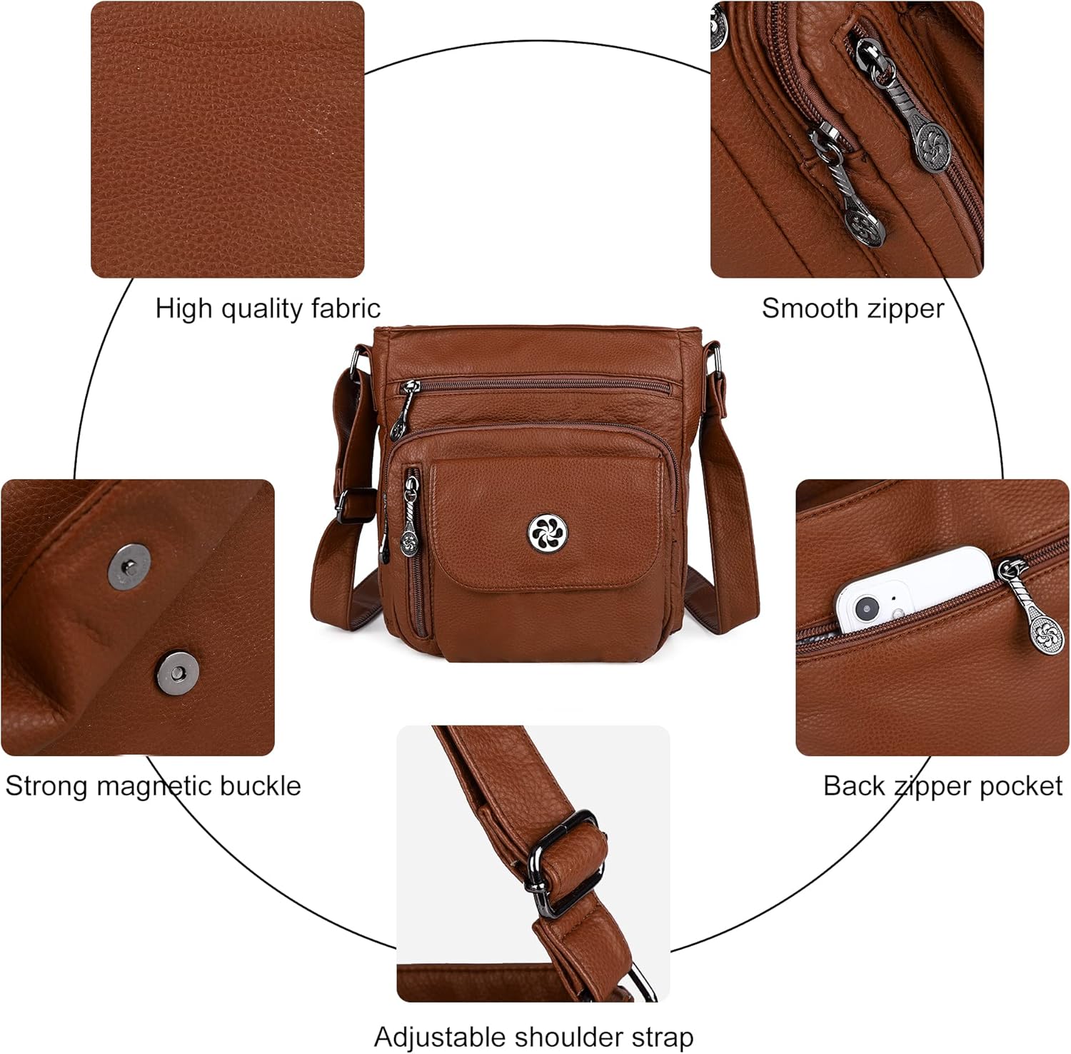 Angel Kiss Crossbody Bags Faux Vegan Leather Shoulder Bags for Women Small Handbag with Adjustable Strap