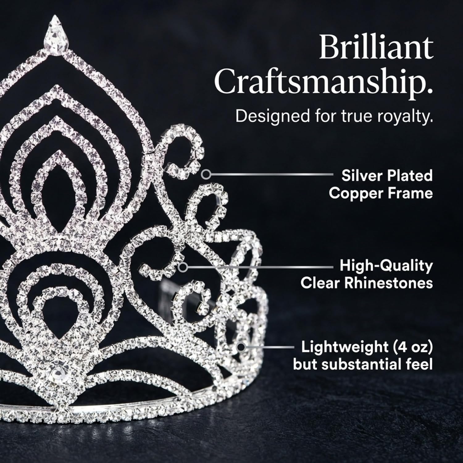 Anderson's Amelia Tiara, 5 1/2 Inches High, Wedding, Prom, Pageant Tiara, Queen Or Princess Tiara For Prom, Homecoming, Pageant, Wedding, School Dance, Award, Costume, Party, Event