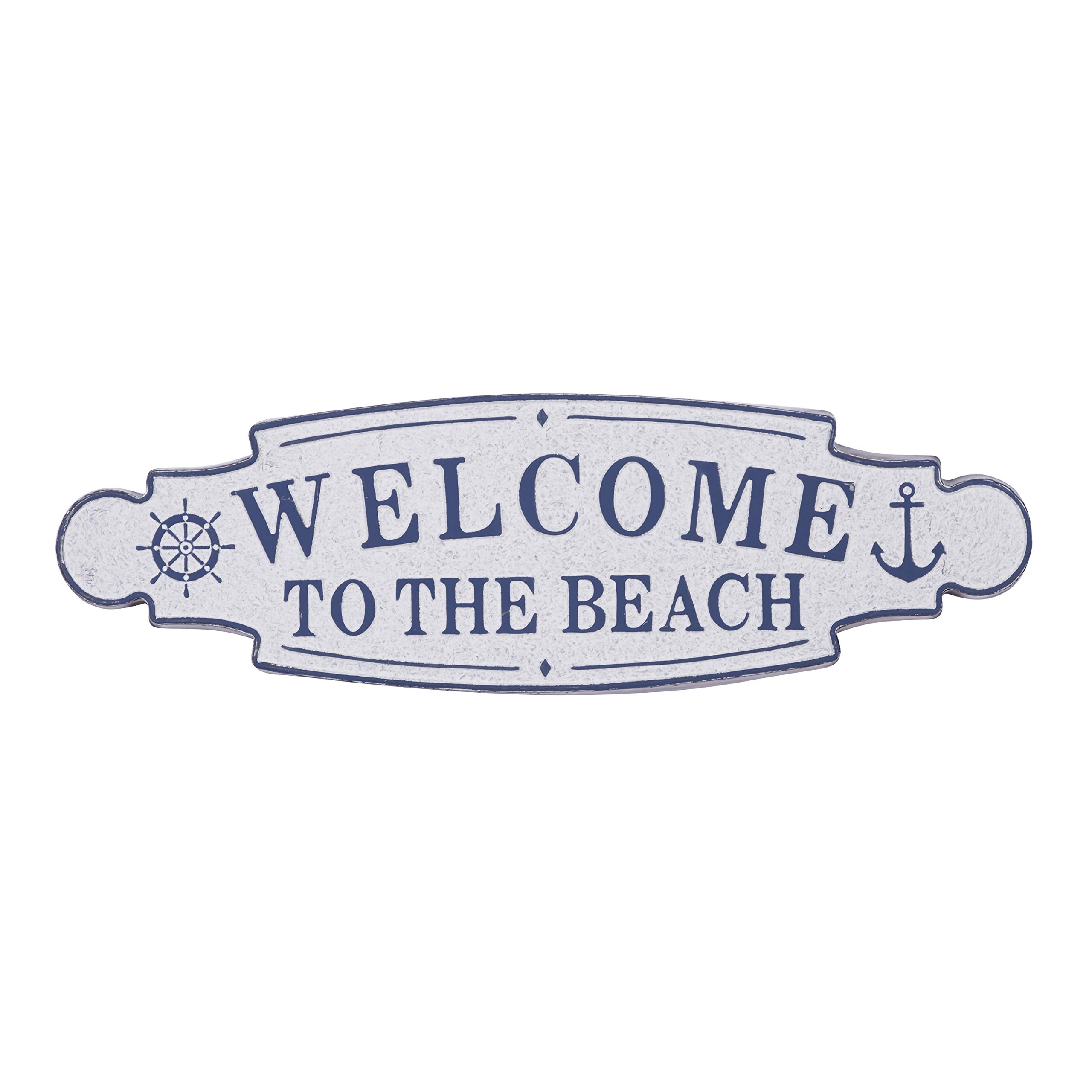 Deco 79 Letrero de metal con texto en inglés "Welcome to the Beach", 36 x 2 x 11 pulgadas, color azul