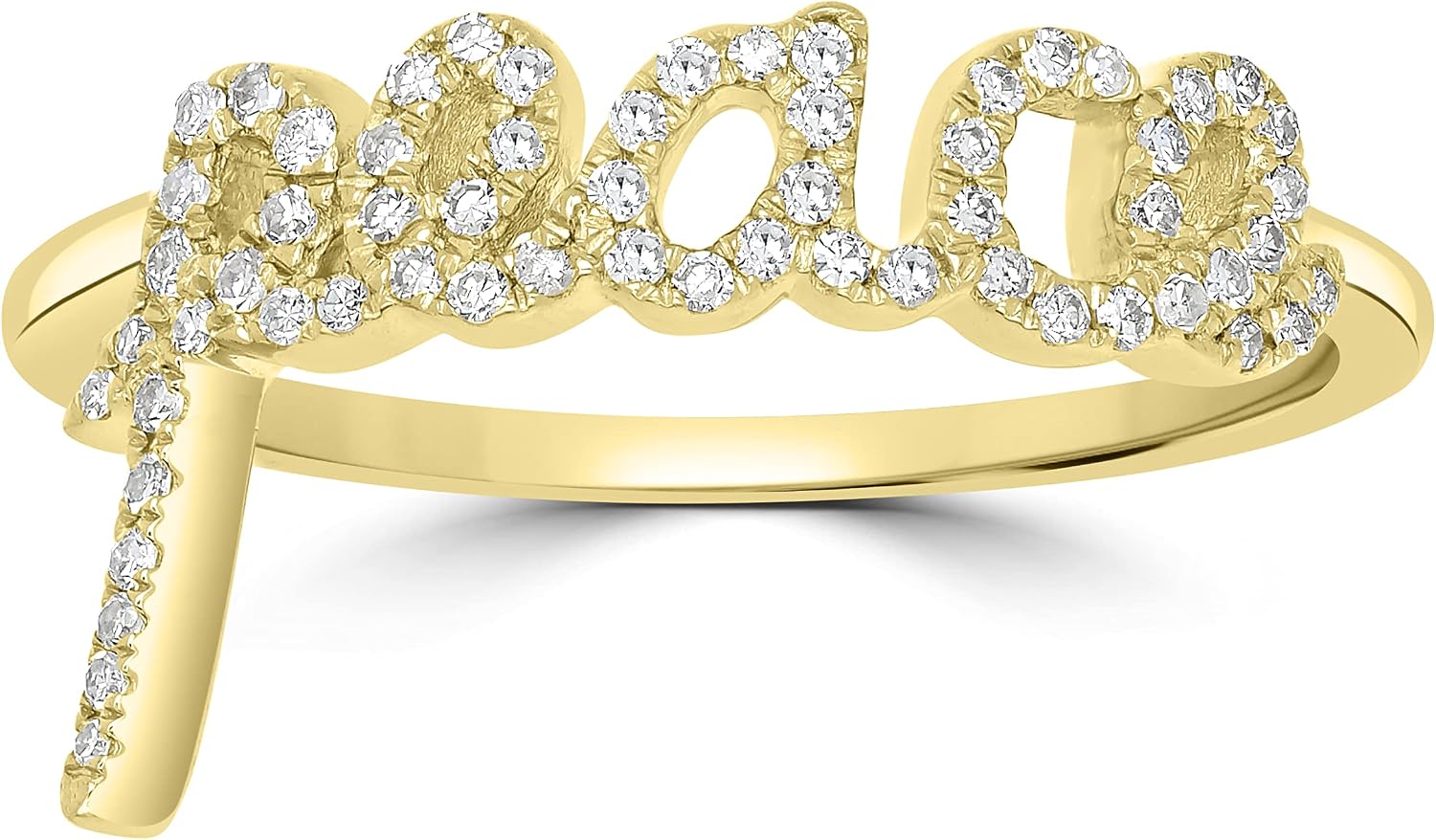 Womens 4K Yellow Gold 0.16 Ct Round Diamond Peace Ring Gift for Her (GH Color, I1 Clarity) | Birthstone Jewelry | Wedding | Anniversary | Birthday