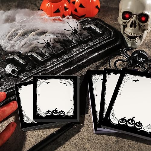 Miniatura 4 de 9 blocs de notas adhesivas de Halloween con murciélago de calabaza araña, notas de estudio de trabajo, 450 piezas de notas autoadhesivas extraíbles