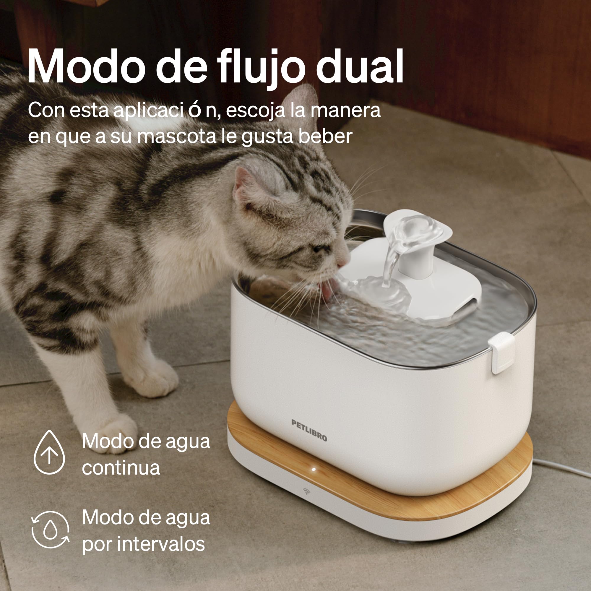 PETLIBRO Fuente para Gatos sin Cable con Sensor de Movimiento, Dockstream 2,5L Bebedero Gatos con Pilas 5000mAh, 23dB Ultra Silenciosa, Fácil de Limpiar, sin BPA, Dispensador Agua Gatos