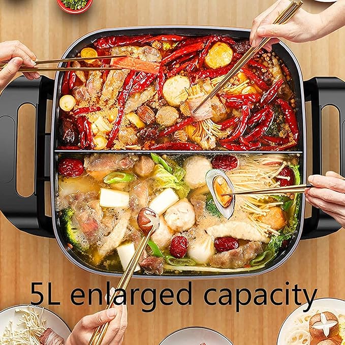 Olla Eléctrica Multifuncional 5L, Marmita Dual Sabor, 1360W miniatura 2