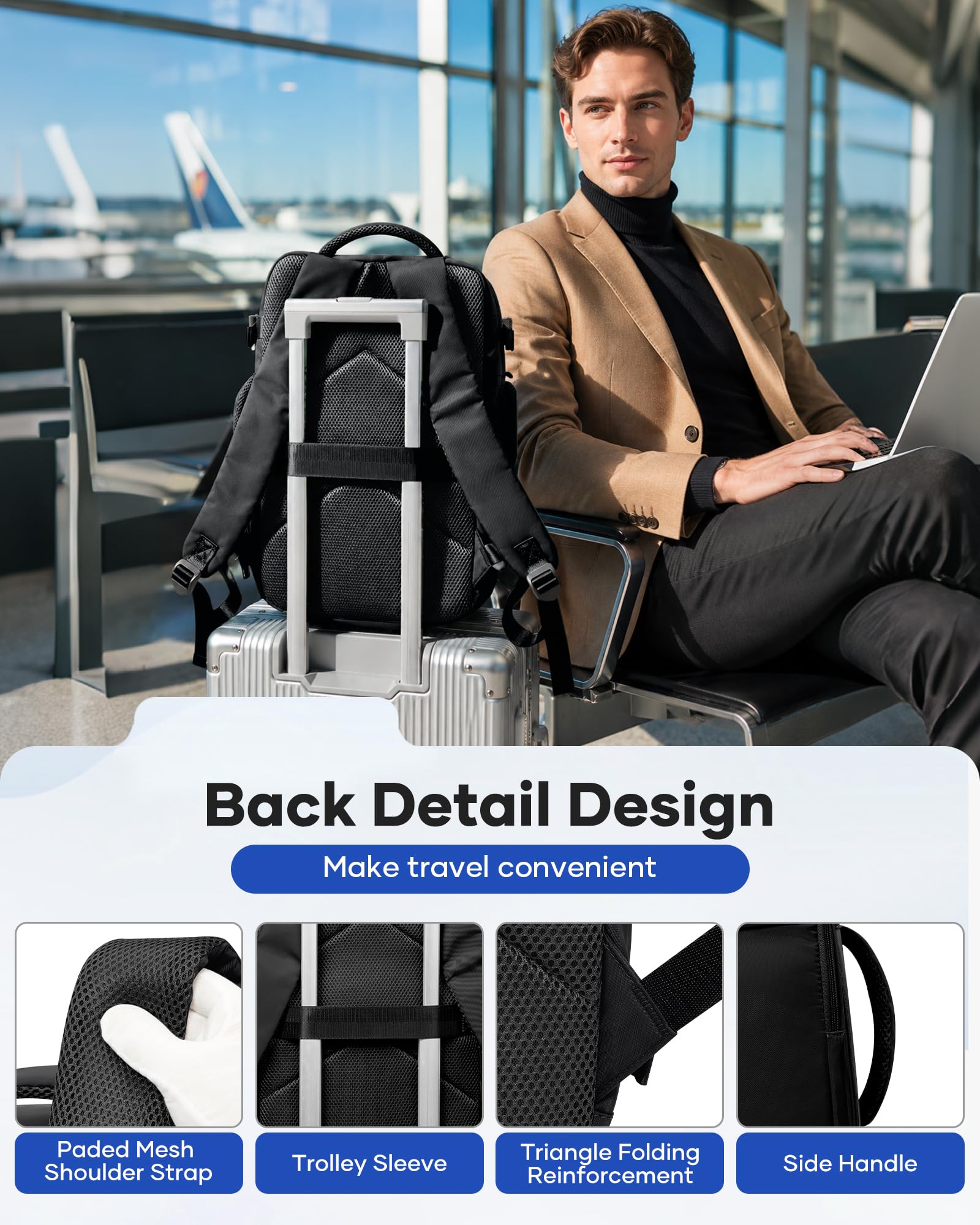 Vakuum Reisen Rucksack Handgepäck Flugzeug Tasche Airbag mit Vakuumsystem | Ryanair 40x30x20 Rucksack Damen Vacuum Reiserucksack mit Pumpe Laptop Wasserdicht Tagesrucksack Herren Koffer