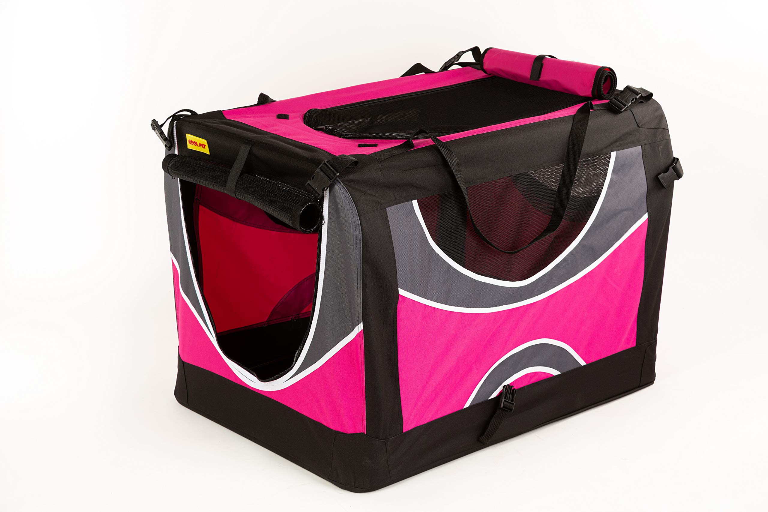 COOL PET Hundebox, 82*59*59cm, Faltbare Transportbox, Käfig, Box für Reisen, Hund & Katze, Pink