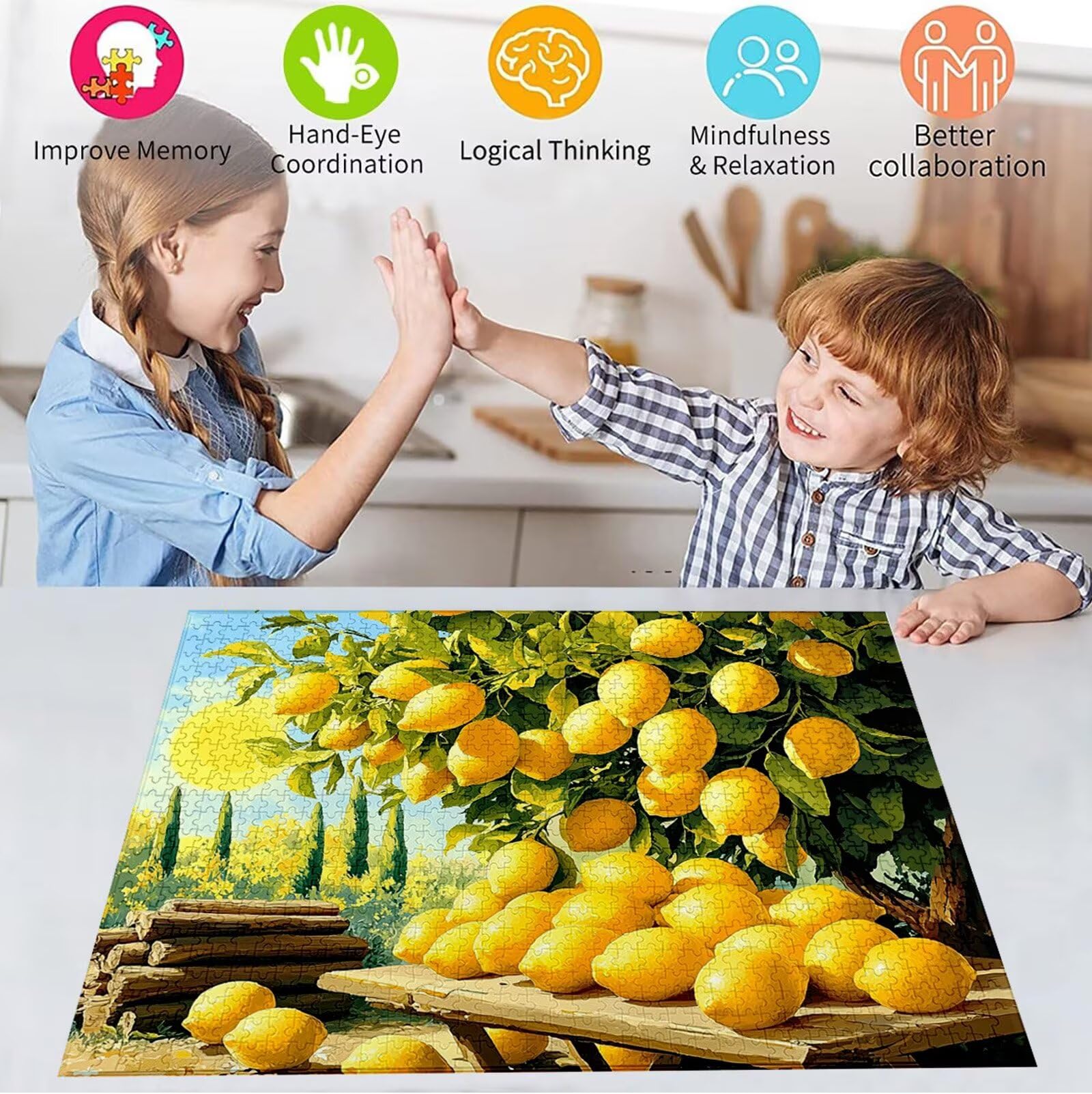 Puzzle 2000 Pezzi, 3 4 5 Anni Puzzle Frutta 6 7 8 Anni Giochi Educativi Sostenibili Con Motivi Per Adulti Da Gioco in Legno Di Alta Qualità Jigsaw Limone per Gioco Familiare, 2026 Regalo Natale H-7250