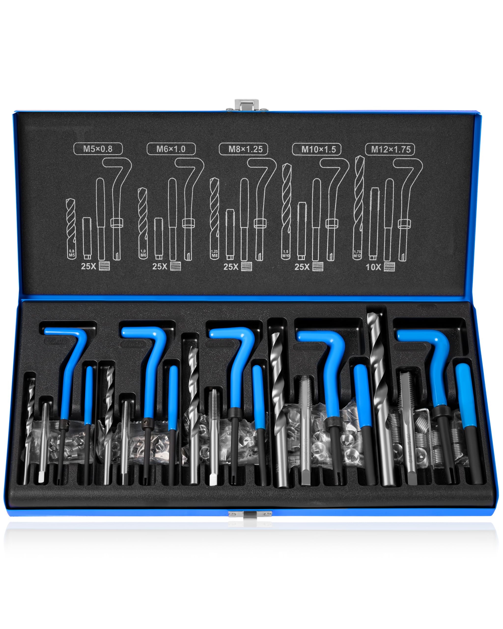DAYUAN 131 pezzi, set di riparazione per trapano, Helicoil, motore per auto, M5, M6, M8, M10, M12, manicotto filettato