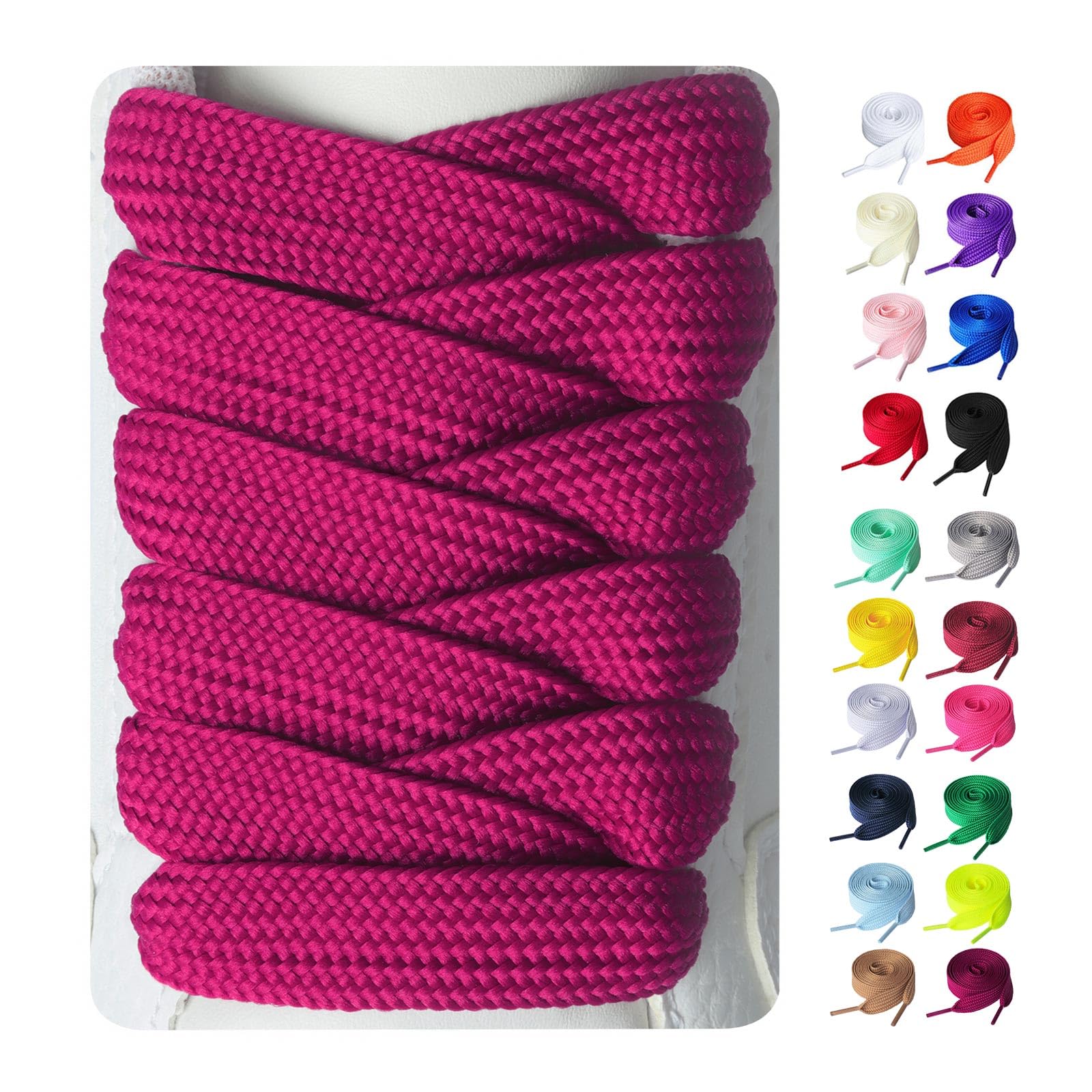 Booyckiy 2 Pairs Fat Sneakers Shoe Laces, 15mm Wide Athletic Shoelaces