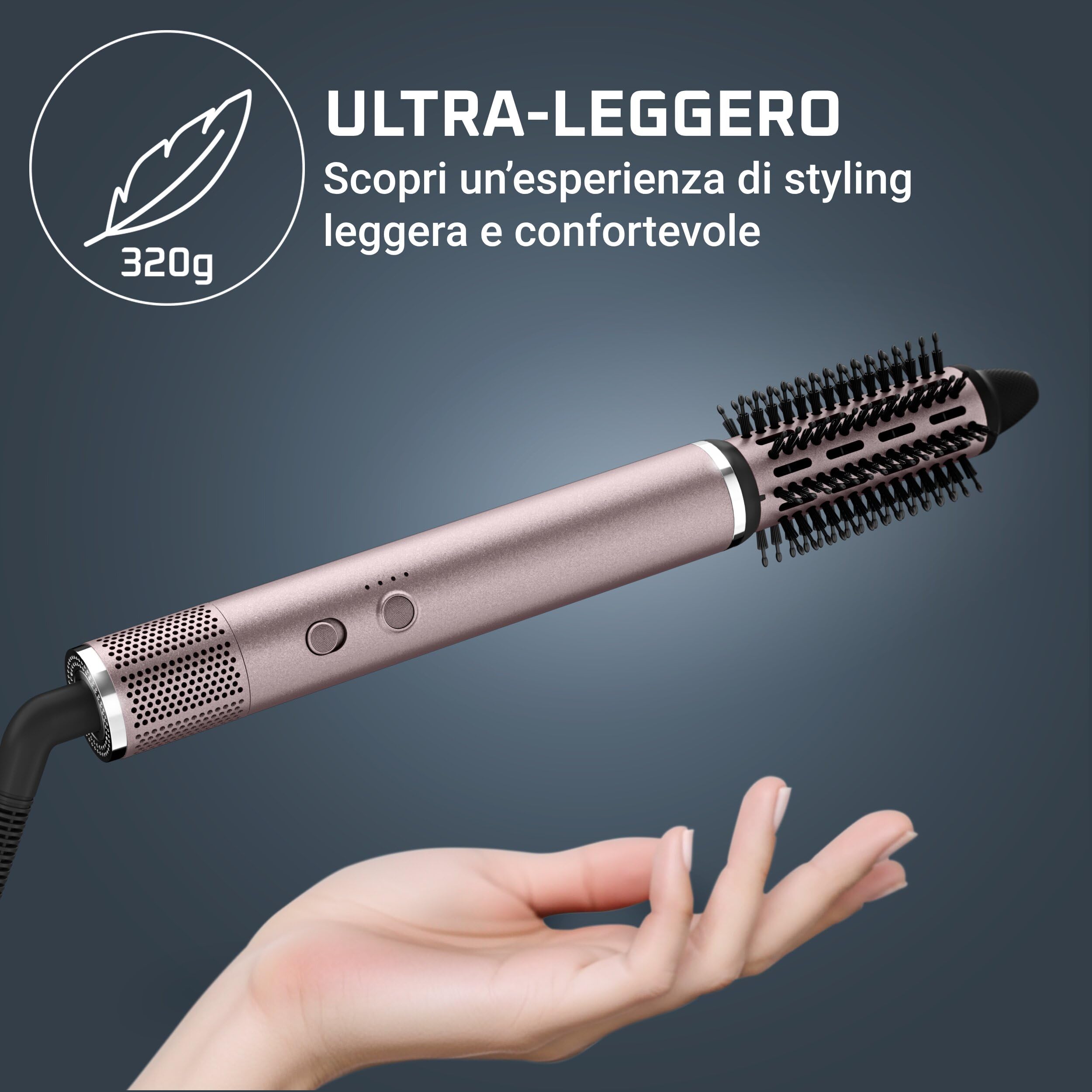 Rowenta Ultimate Experience Air Nano, Multistyler Professionale, UB9B20 | Potenza 950 W, 3 Velocità/Temperature, Asciugatura Rapida, Generatore di Ioni, Design Compatto, 320 G, Cinnamon Pink/Hottin