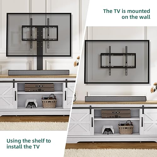 Miniatura 10 de YITAHOME Soporte de TV de granja para soporte de televisión de 65 pulgadas, centro de entretenimiento con armarios de almacenamiento y puertas Roble