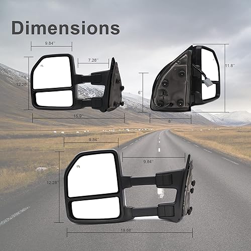 Miniatura 7 de Espejos de remolque aptos para 1999 2000 2001 2002 2003 2004 2005 2006 2007 F250 F350 F450 F550 Ford Super Duty Luz de señal de giro lámpara