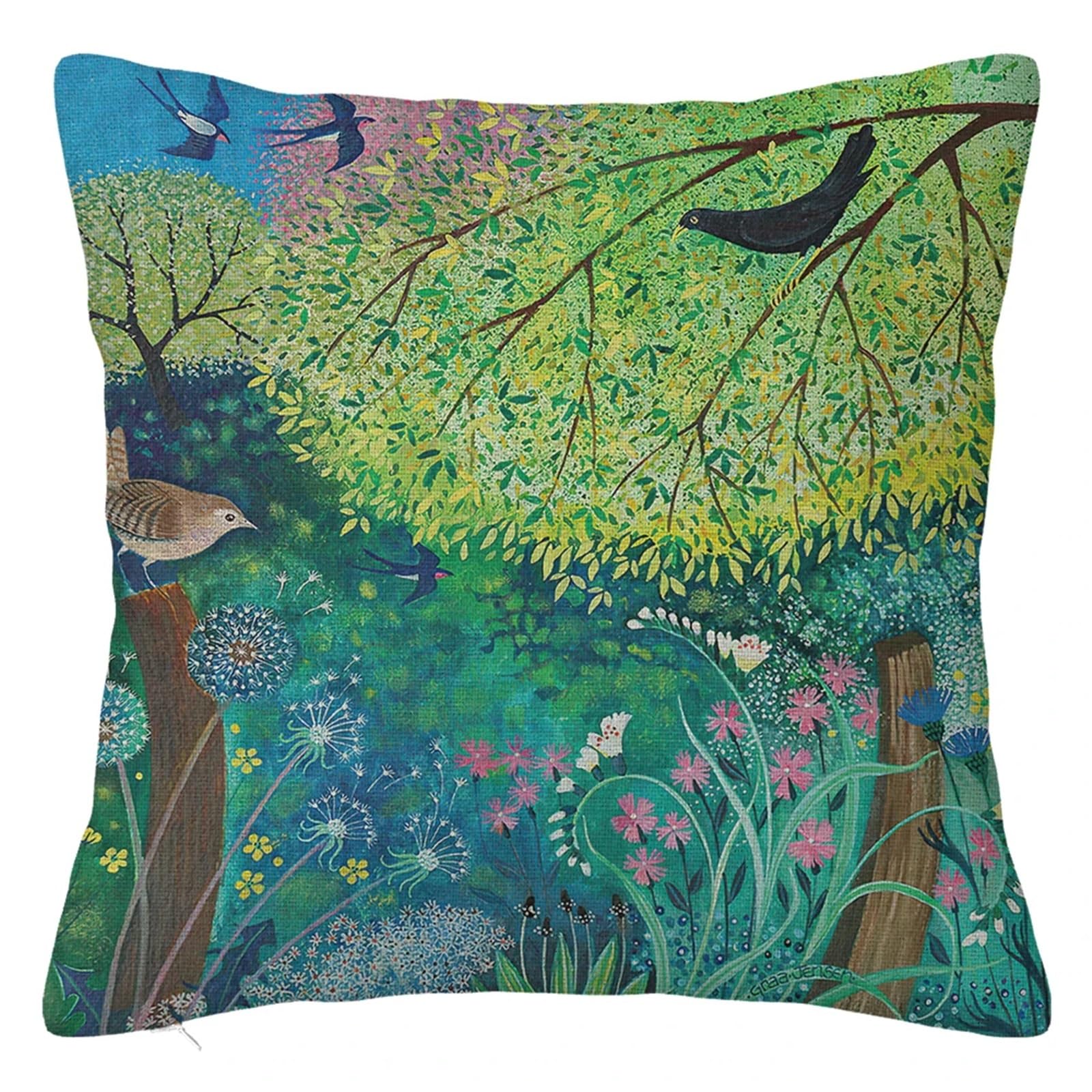 SHBHWS Branch Bird Flower Linen Pillowcase Sofa Cushion Cover Home Decoration 40x40 50x50 60x60 45x45 For Living Room Sofa(Color 27,400mm*400mm)