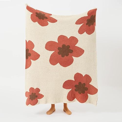 Miniatura 6 de Manta floral con patrón de flores grandes, suave, acogedora, cálida y mullida de microfibra con plumas para sofá, cama, sofá, bebé, mascotas,