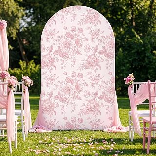 Tegeme Floral Arch Cover 7.2ft Pink Stretchy Spandex for Wedding