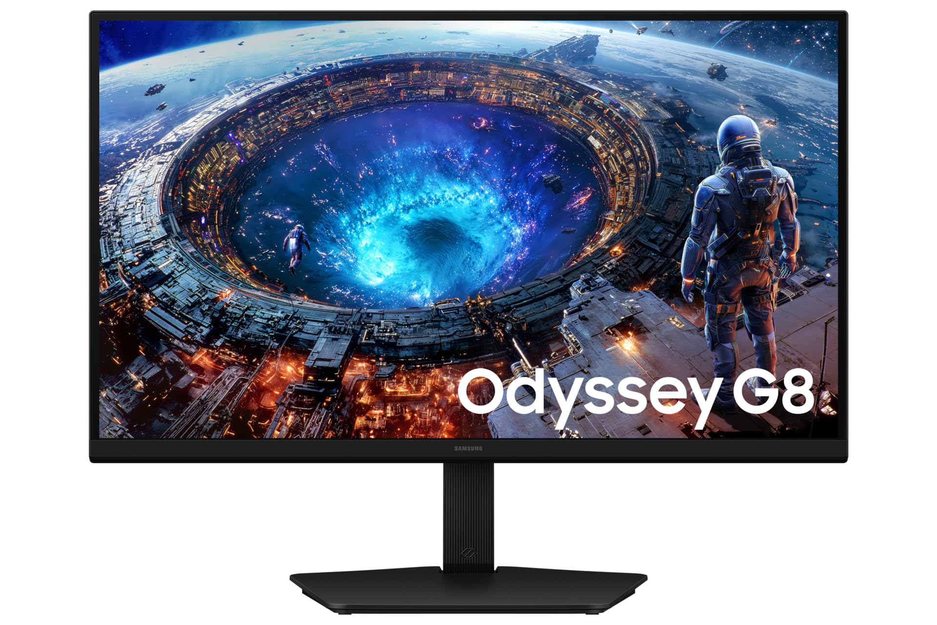 Samsung Gaming Monitor Odyssey G8 (S27HG806EF), Flat, 27'', 5120 x 2880 (5K), HDR10, Max 180 Hz, 1 (GTG), HDMI, Display Port, HAS, Tilt, Swivel, Pivot
