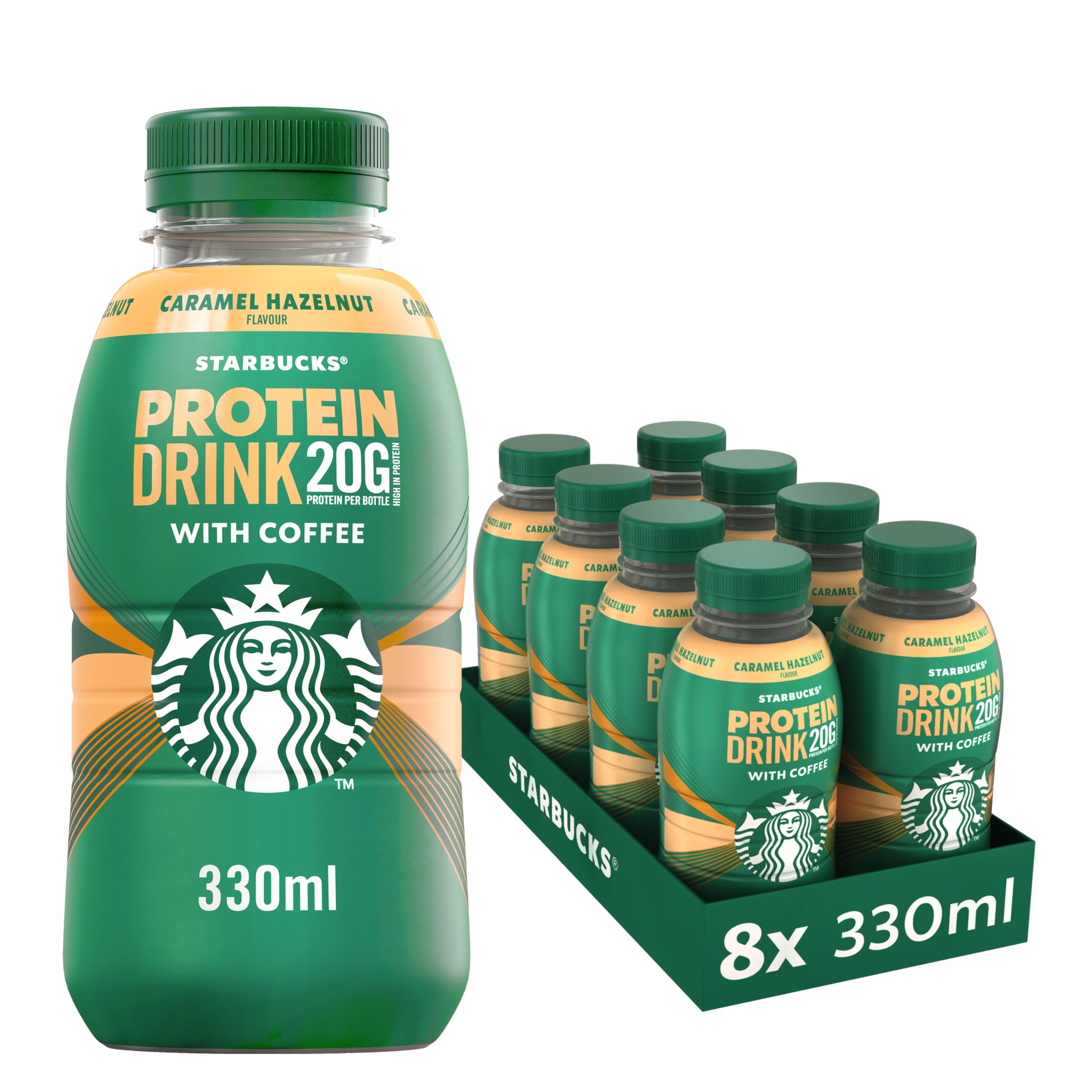 Starbucks Protein Caramel Hazelnut Eiskaffee | 8x 330ml | 20g Protein | kein Zuckerzusatz* | ideal für unterwegs oder nach dem Workout