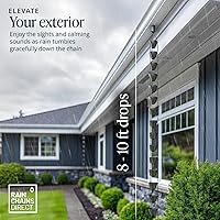 Vista 7 de Rain Chains Direct - Cadena de lluvia de cuencos en cascada - Flujo de lluvia intensa - para caídas de 8-10 pies - De alta resistencia - Tazas