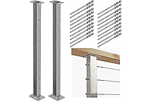 Deck Man - 2-Pack Silver Stainless Steel Deck Railing Posts