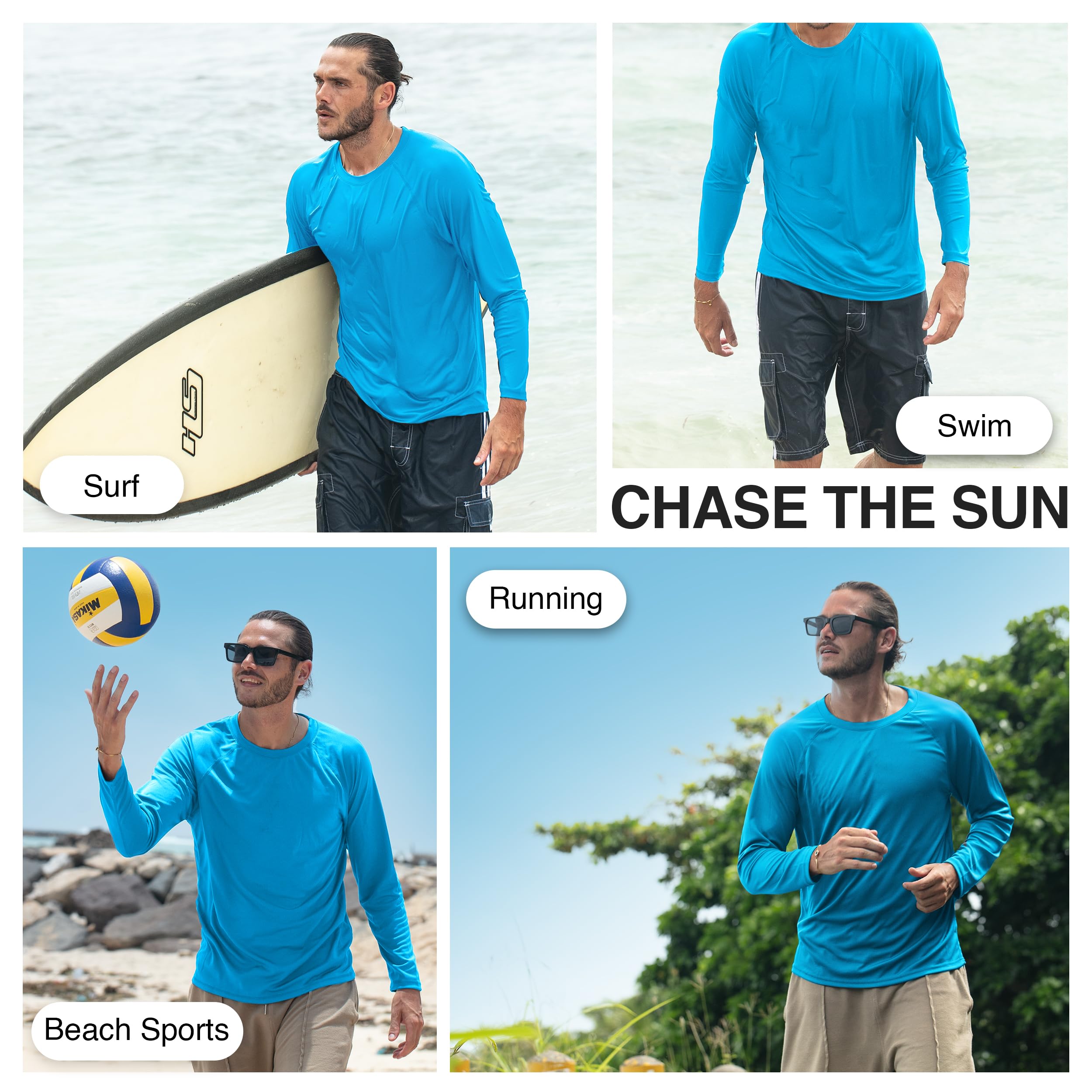 Kanu Surf Men's UPF 50+ Long Sleeve Rashguard Swim Shirt