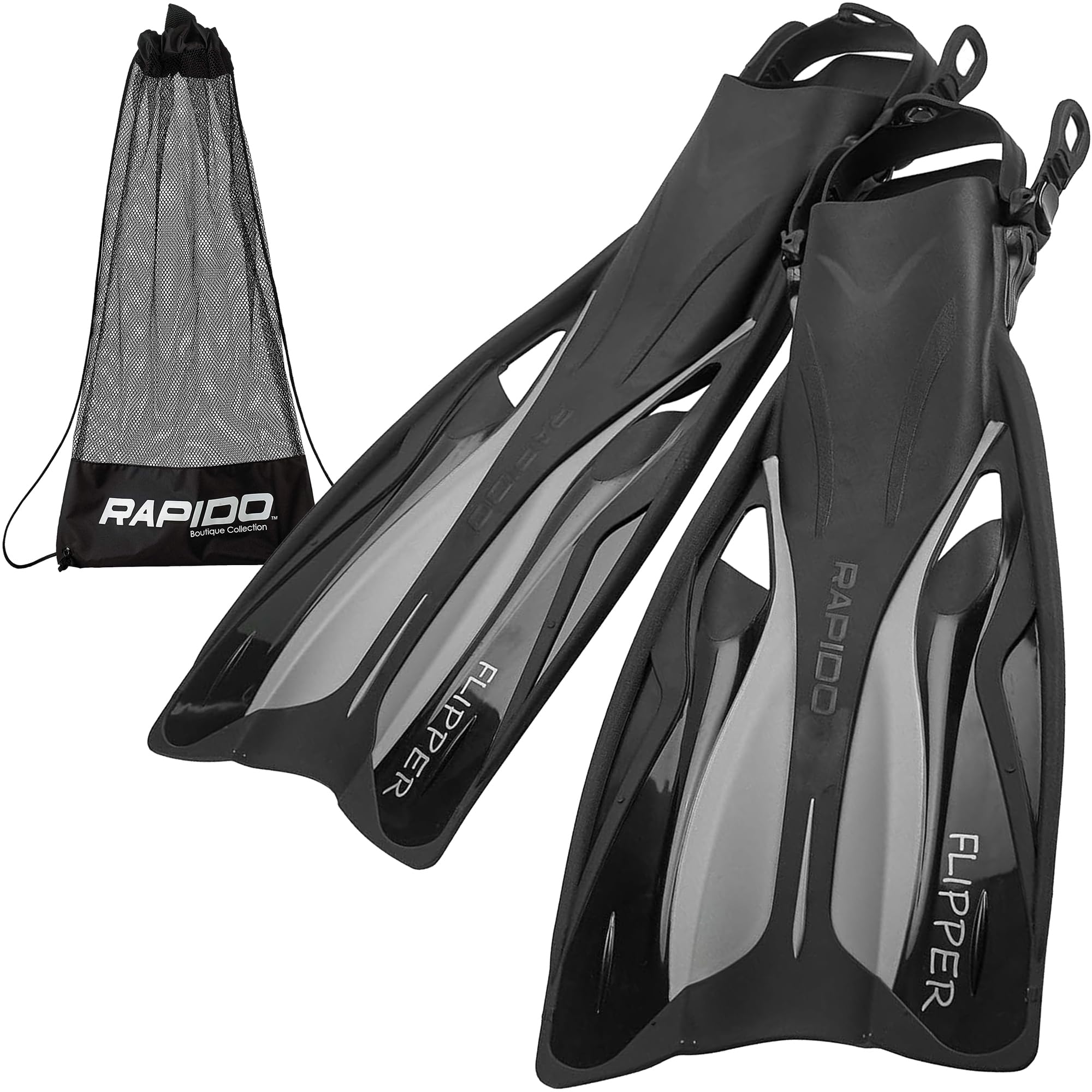 Rapido Boutique Collection Flipper Open Heel Adjustable Snorkel Fin