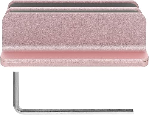 NOLITOY Laptop Stand Vertical Dual-Slot Tablet Base Desk Bracket for Home Office Travel Rose Gold