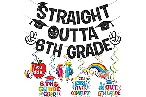 TTDQ Straight Outta 6th Grade Banner 6th Grade Graduation Decorations Banner for...