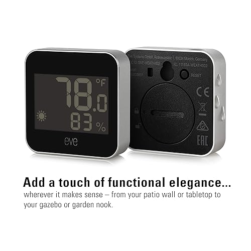 Miniatura 8 de Eve Weather - Apple HomeKit Smart Home, estación meteorológica conectada al aire libre para rastrear temperatura, humedad y presión barométrica,