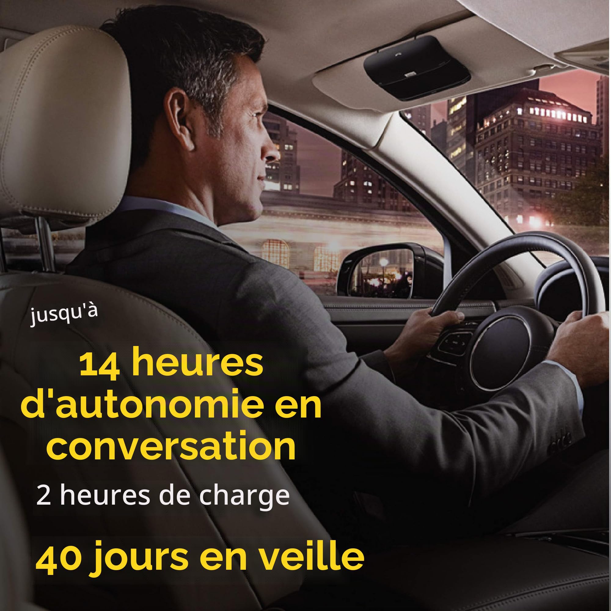 Jabra Freeway Haut-Parleur Bluetooth pour Voiture – Enceinte Microphone à Commande Vocale et Réduction du Bruit Élevée pour Appels, Musique en Streaming et GPS – Noir