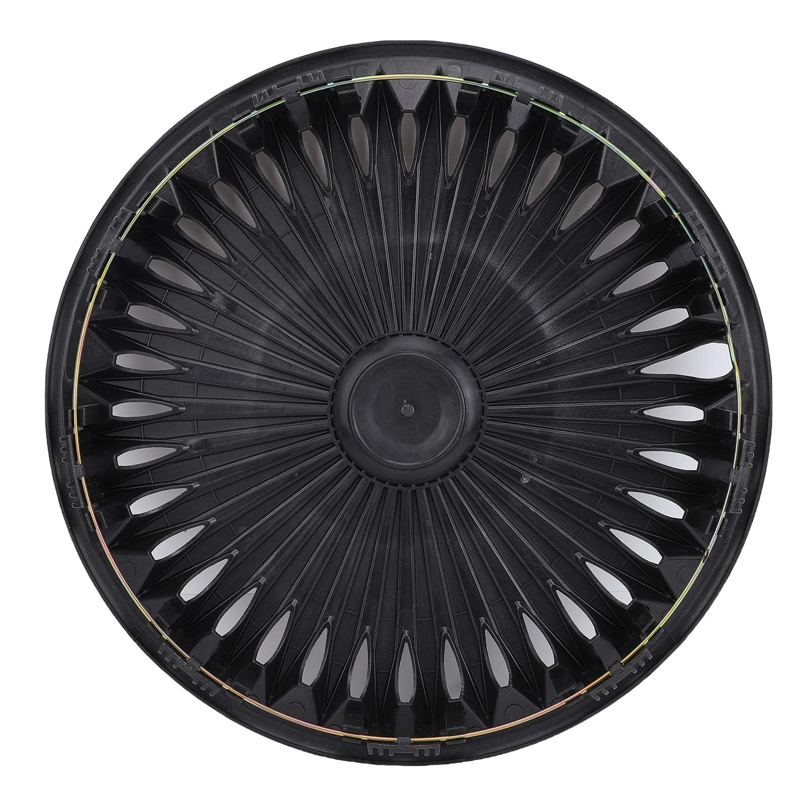 Fockety Coprimozzo da 17 Pollici, Set di 4 Copricerchi Universali a Scatto, Copricerchioni di Ricambio in Plastico ABS Resistente per la Maggior Parte delle Auto, Camion, SUV (Argento Nero)