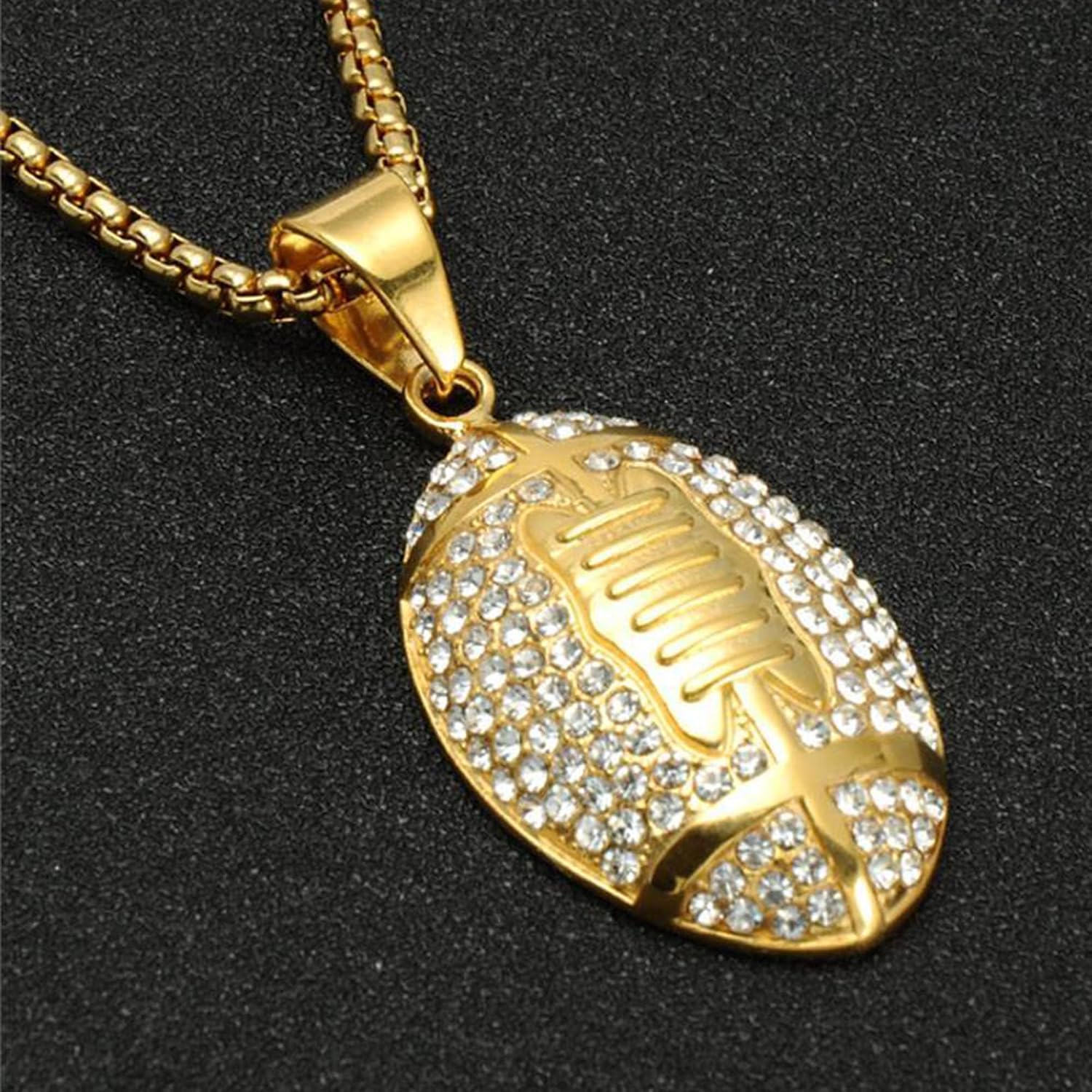 Basketball Football Rugby Pendant Gold Silver Stainless Steel Chain Sports Necklace Hip-hop Jewelry Fans Gift